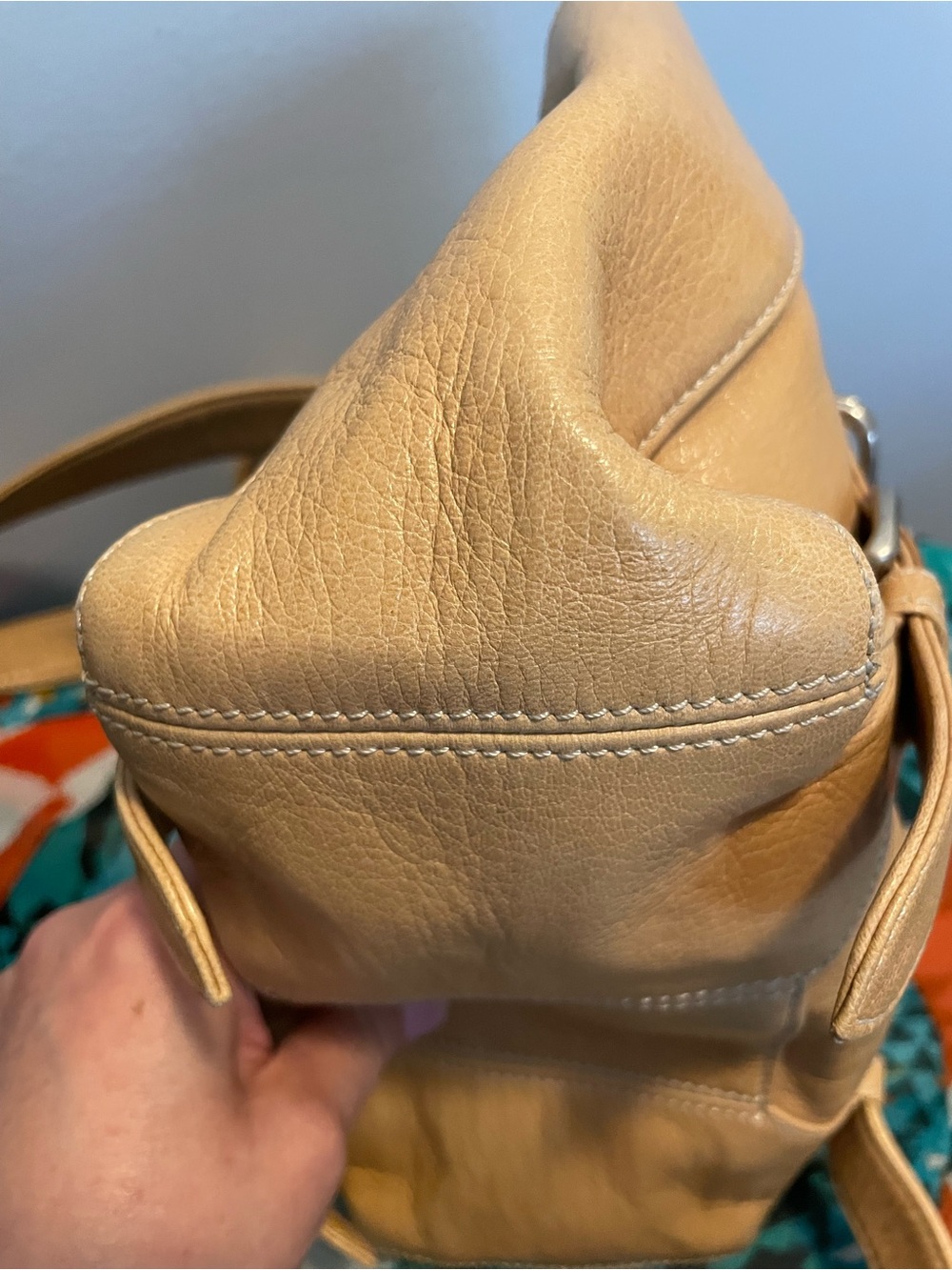 Christopher Kon Women's Tan Leather Shoulder Tote with Buckle Strap Detail - Picture 5 of 8